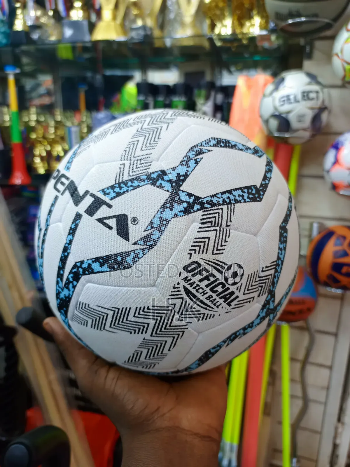 White and Blue Penta Waterproof Soccer Ball