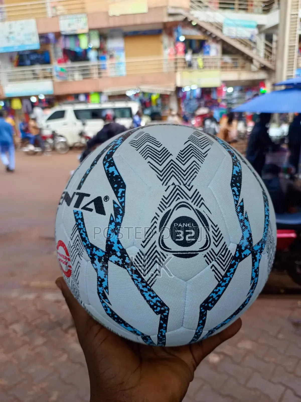White and Blue Penta Waterproof Soccer Ball