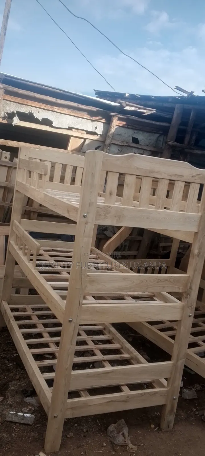 3x6 Varnished Triple Decker Bed