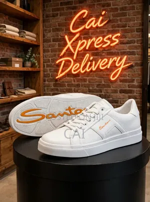 Santoni Milano White Casual Leather Sneakers