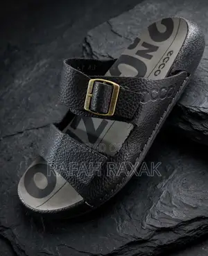 Men’s Classic Black Ecco Double-Strap Leather Sandals