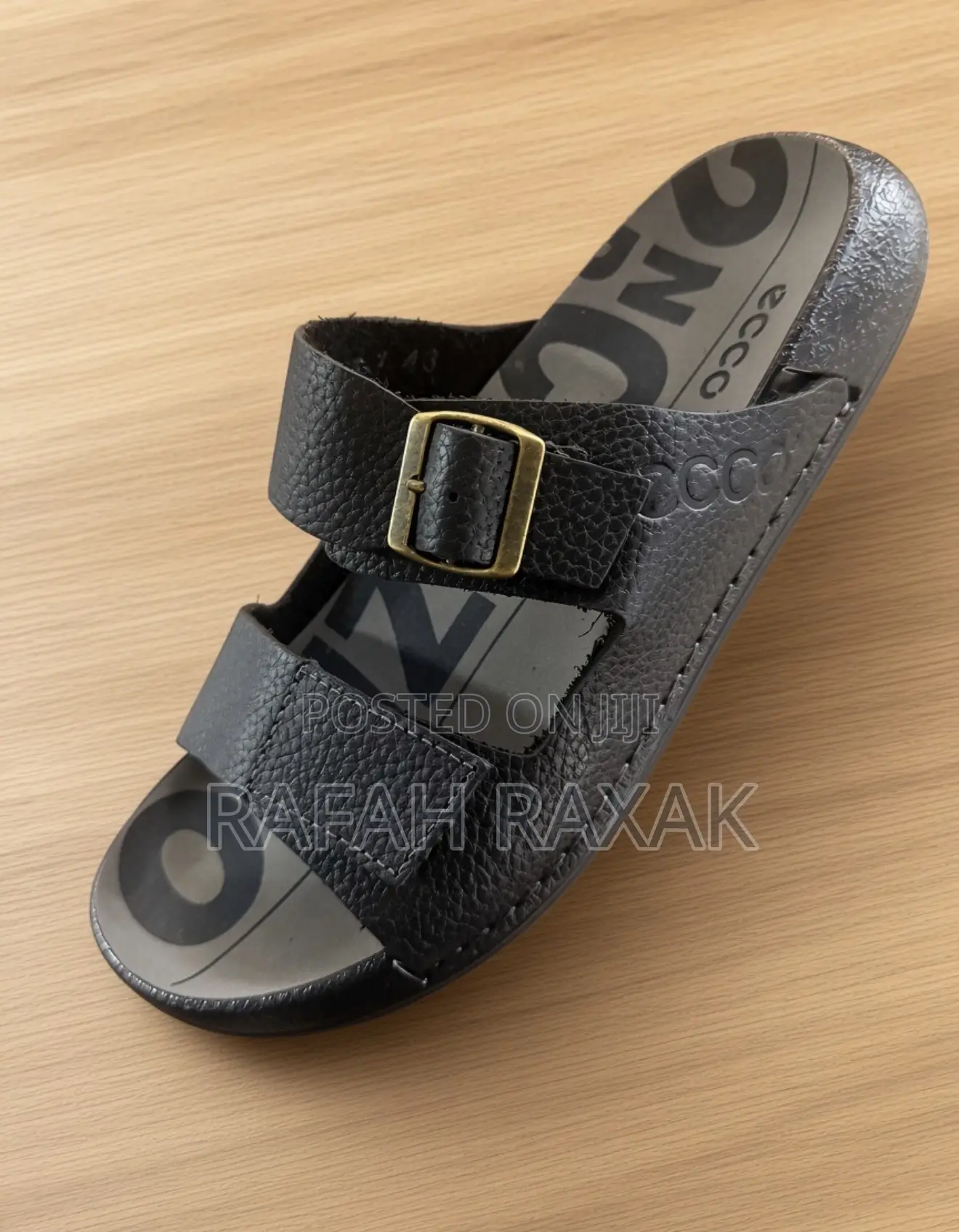 Men’s Classic Black Ecco Double-Strap Leather Sandals