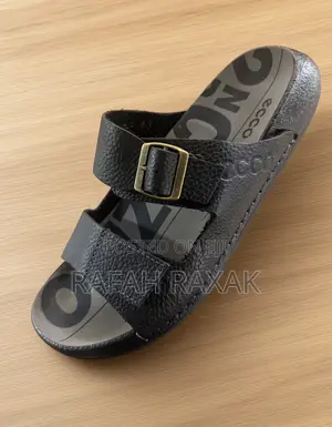 Men’s Classic Black Ecco Double-Strap Leather Sandals