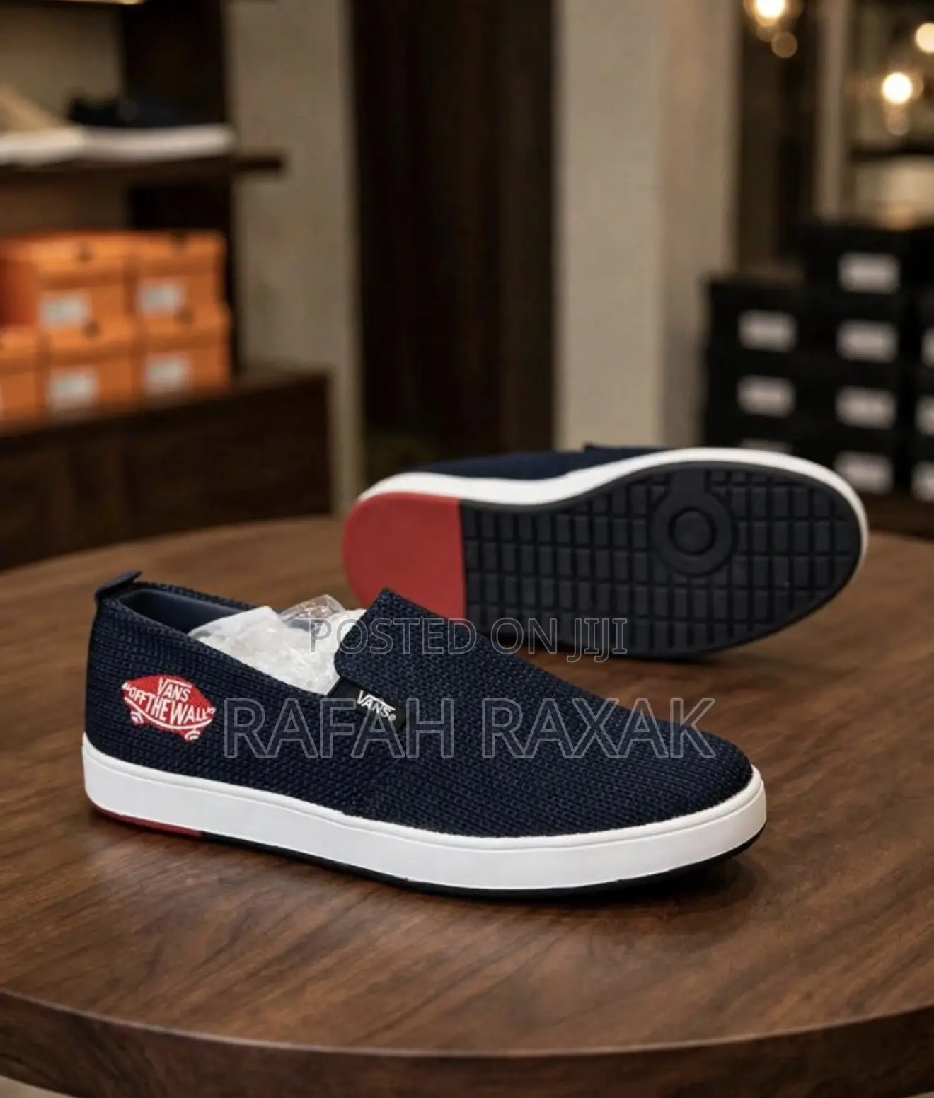 Original Classic Navy/White Vans Off the Wall Slip-on Casual Sneakers