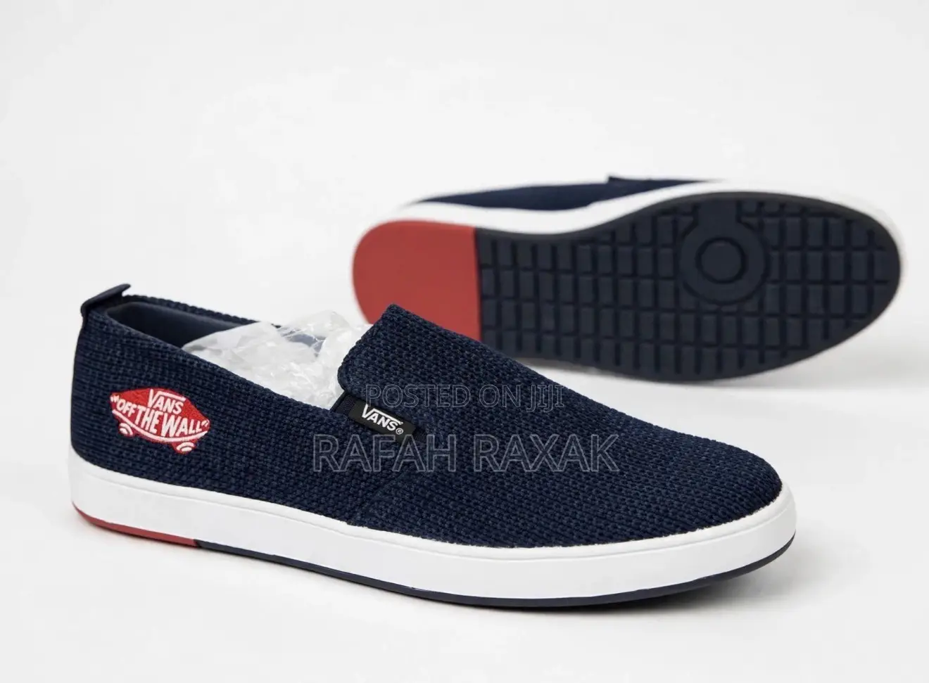 Original Classic Navy/White Vans Off the Wall Slip-on Casual Sneakers