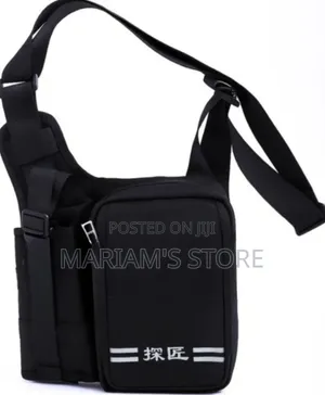 Black Oxford Cloth Single-Shoulder Crossbody