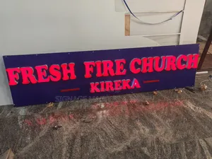 Red 3D and Blue Background Signage