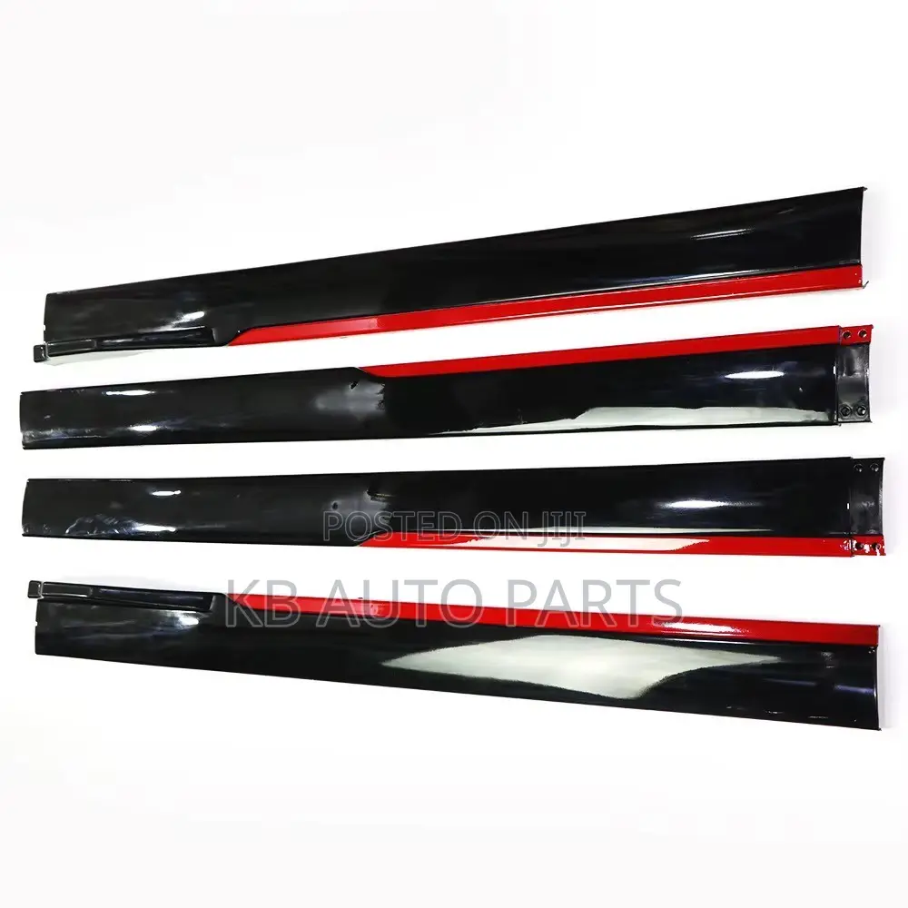 Universal Car Side Skirts Gloss Black & Red