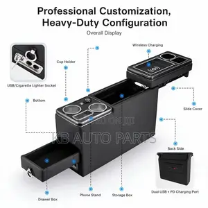Universal Center Console Armrest Box With Wireless Charging Pad