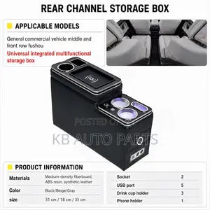 Universal Center Console Armrest Box With Wireless Charging Pad