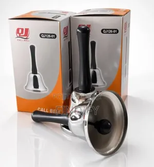 Handheld Metal Service Bell With an Ergonomic Black Plastic Handle