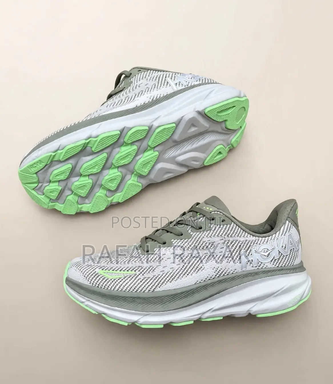 Original Olive Haze/Mercury Hoka Clifton 9 Road Running Shoes