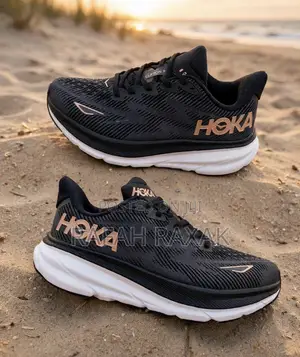Original Black/Rose Gold Hoka Clifton 9 Running Sneakers