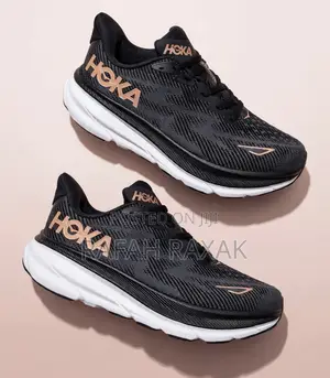 Original Black/Rose Gold Hoka Clifton 9 Running Sneakers