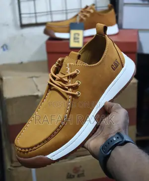 Men’s Classic Light Brown CAT Premium Leather Casual Shoes