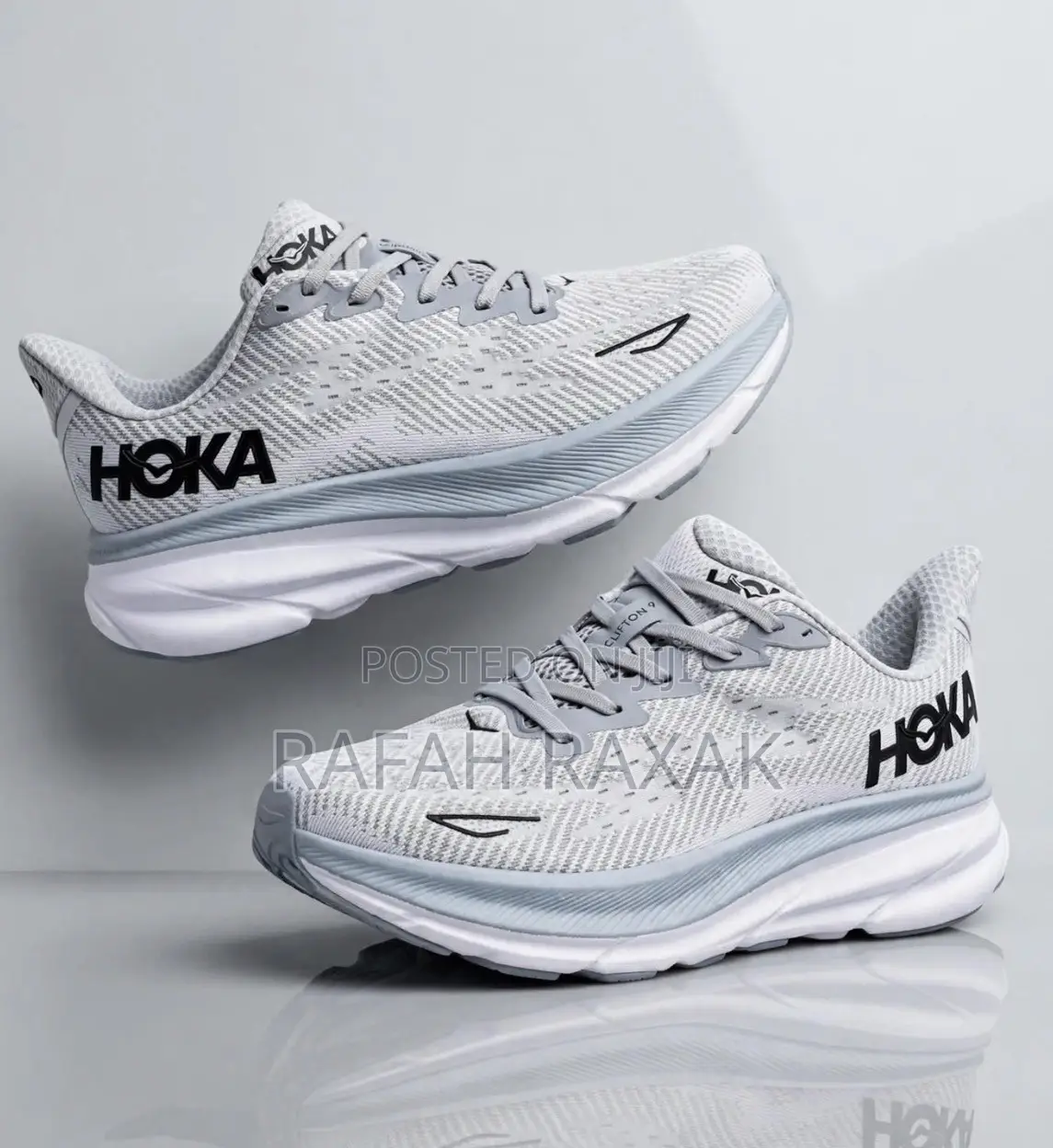 Original Grey Hoka One One Clifton 9 Running Sneakers