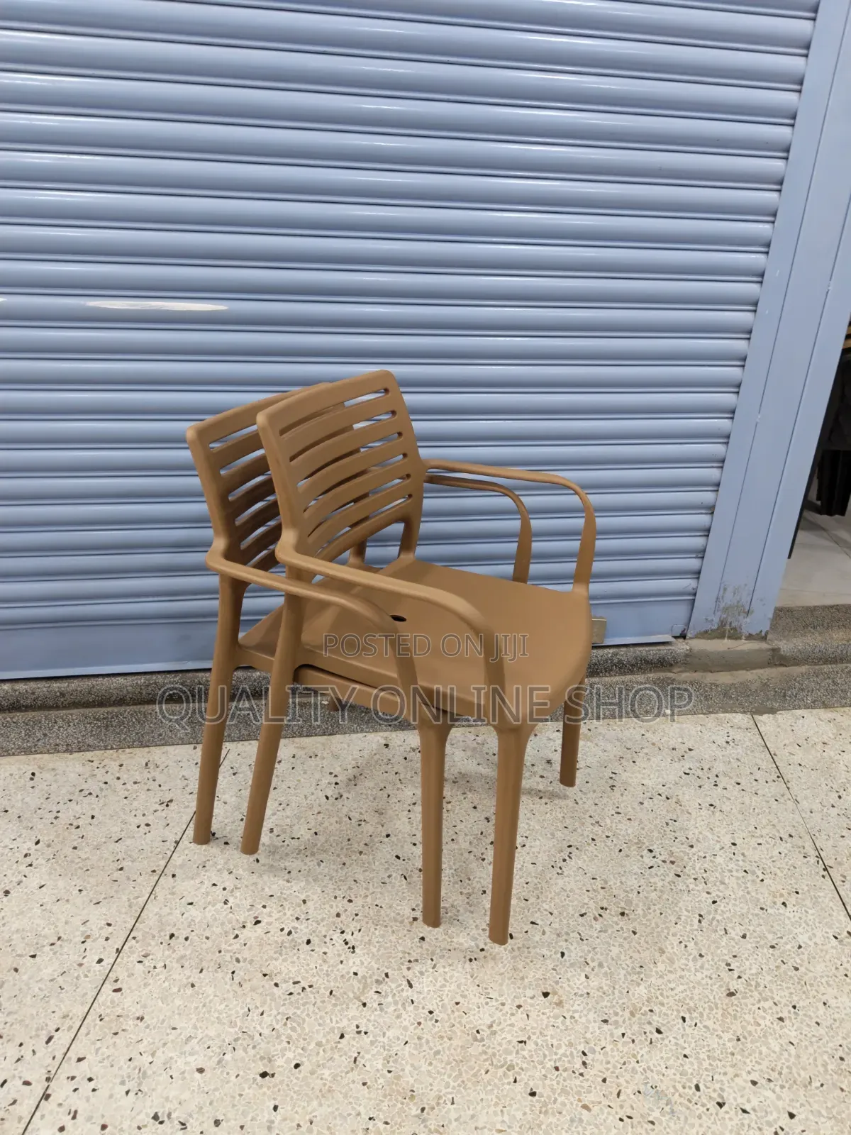 Slated Back Outdoor Dining Plastic Chairs Plastic Chairs