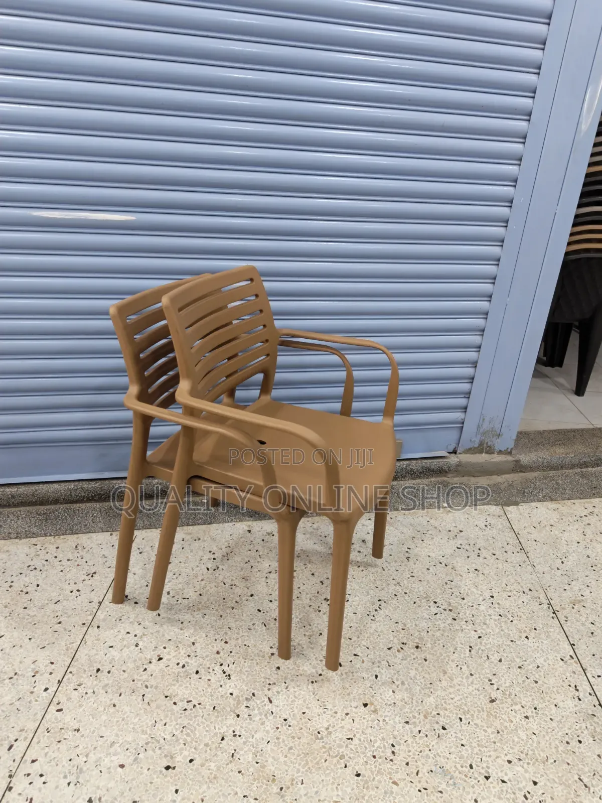 Slated Back Outdoor Dining Plastic Chairs Plastic Chairs