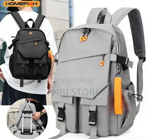 Unisex Student Laptop Backpack, Black & Gray, Water-Resistant