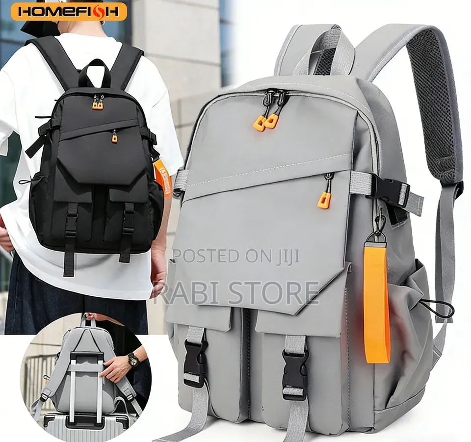 Unisex Student Laptop Backpack, Black & Gray, Water-Resistant