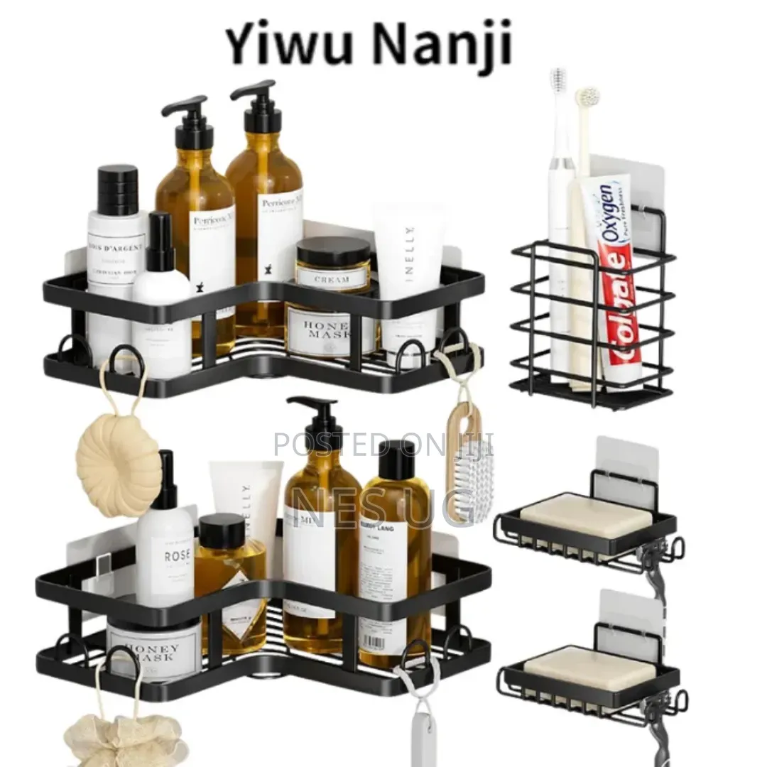 4-Pack Corner Shower Caddy Organizer Shelves Storage Set-Black/White