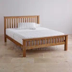 5x6 Slatted Wooden Natural Bed