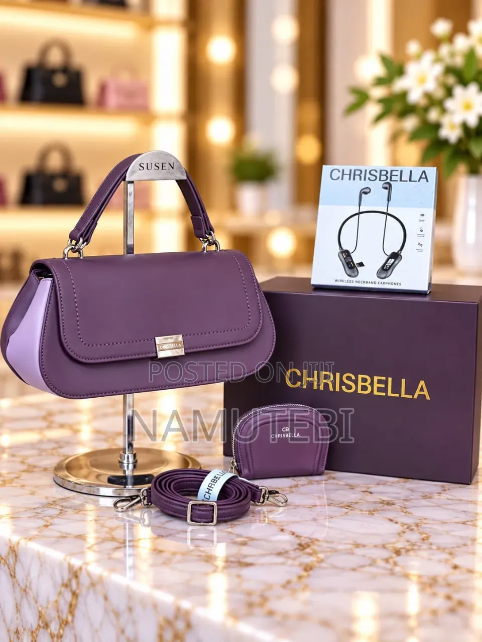 Chris Bella 2pc Handbags Boxed With Earpieces