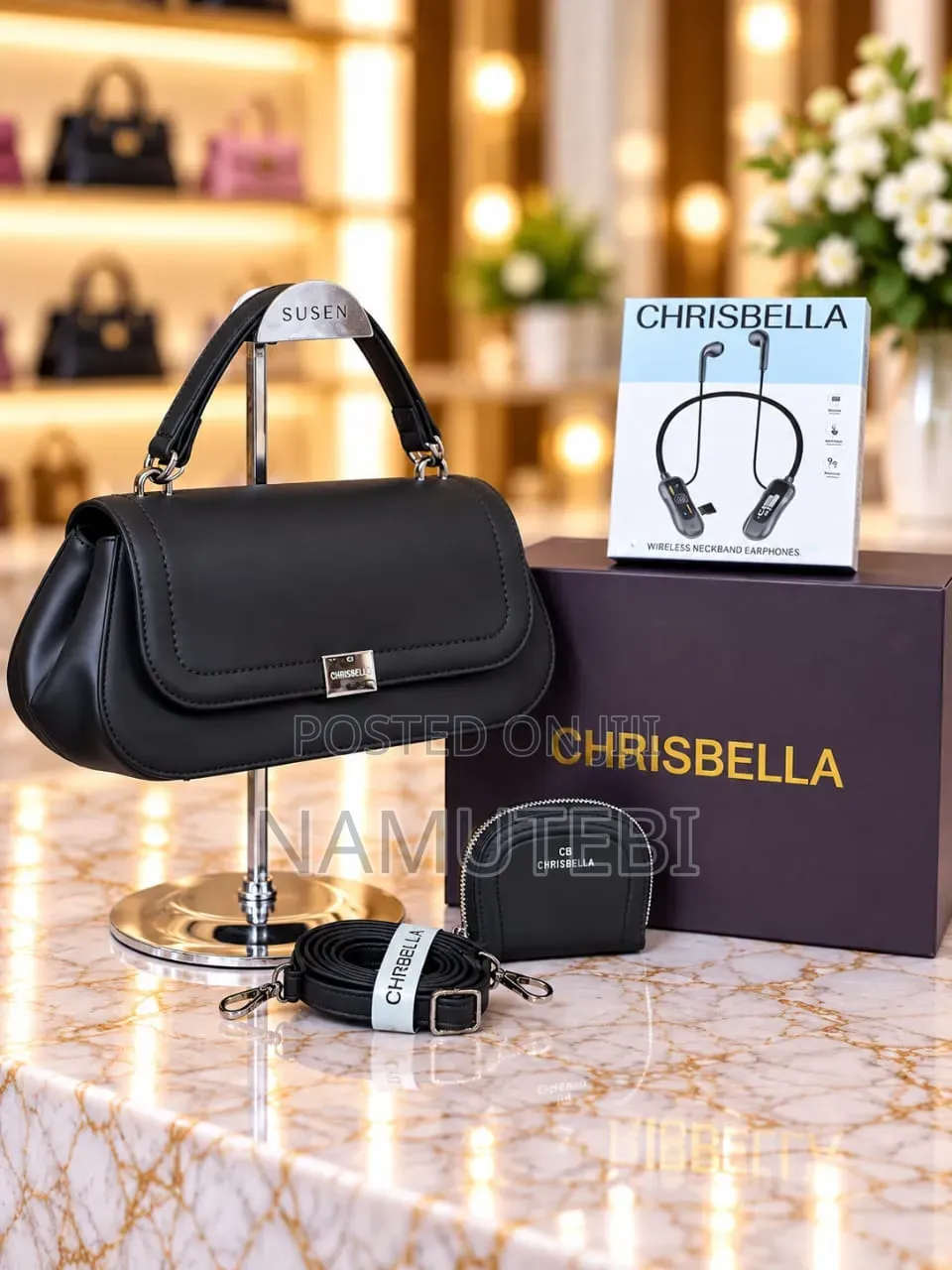 Chris Bella 2pc Handbags Boxed With Earpieces