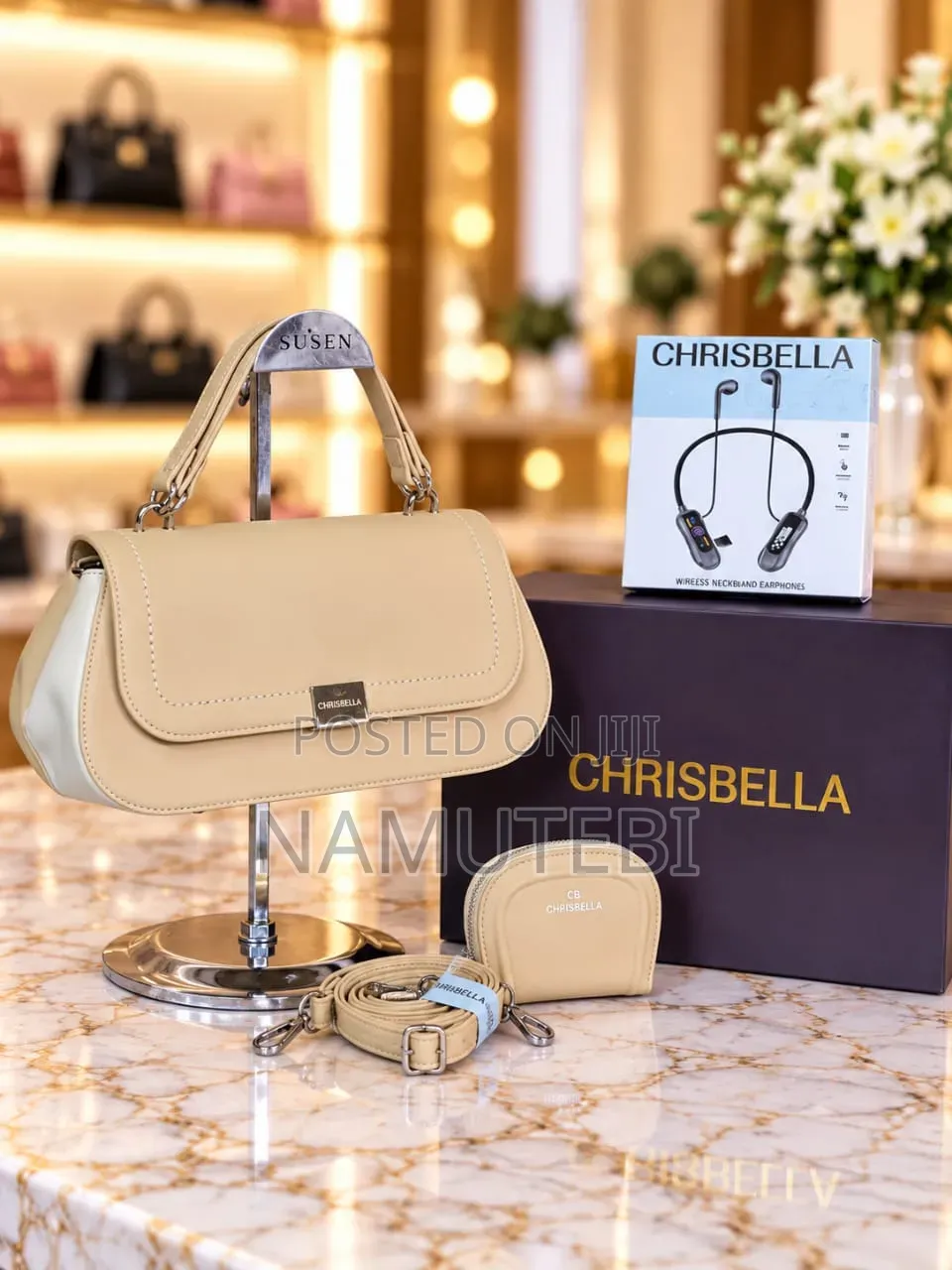 Chris Bella 2pc Handbags Boxed With Earpieces