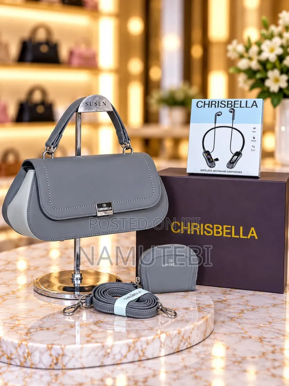 Chris Bella 2pc Handbags Boxed With Earpieces