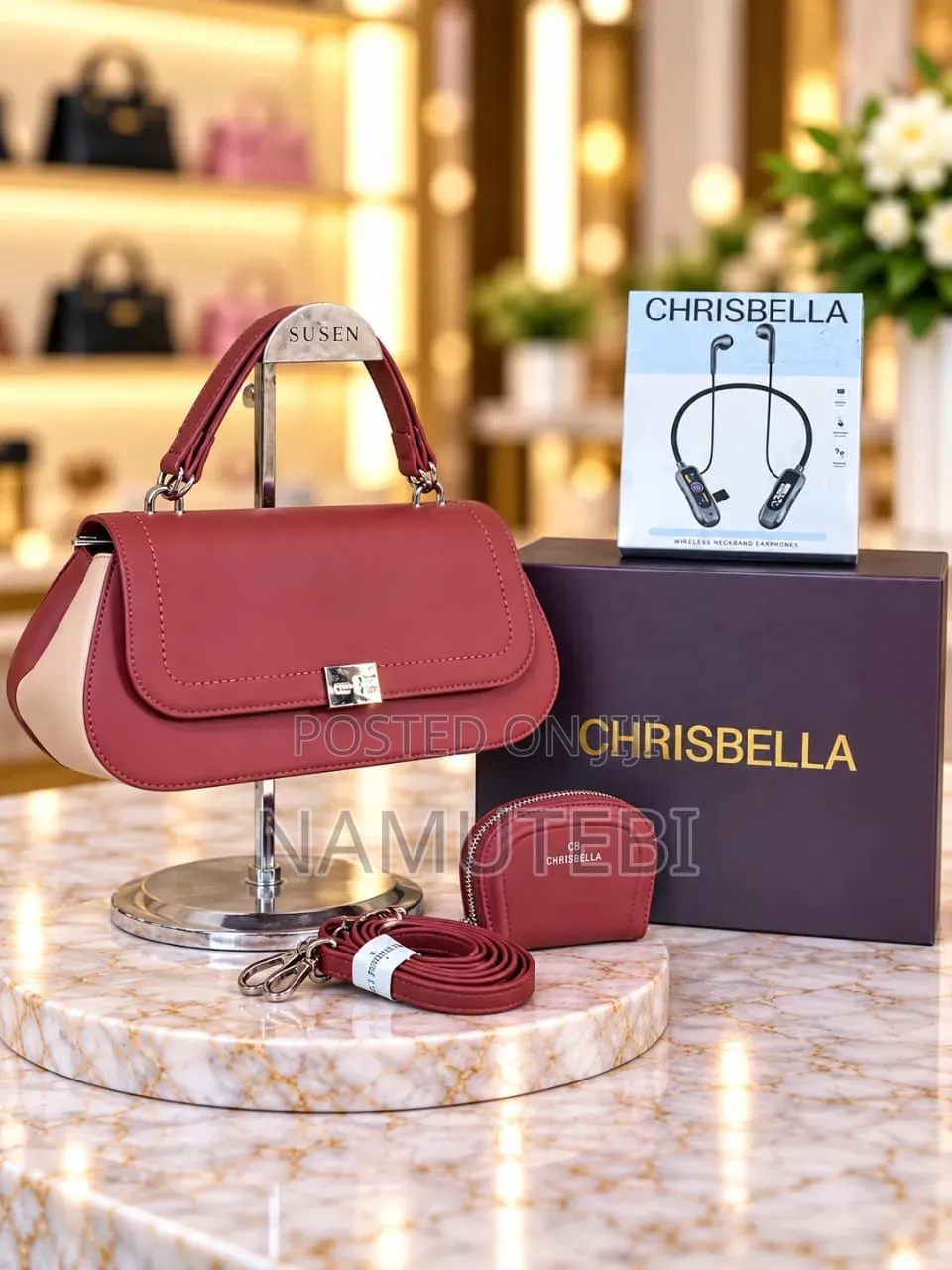 Chris Bella 2pc Handbags Boxed With Earpieces