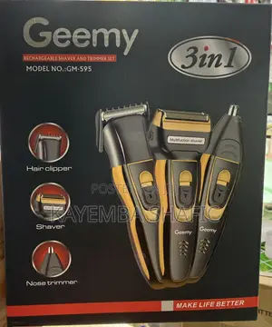 Geemy GM-595 3-in-1 Rechargeable Shaver & Hair Trimmer Grooming Kit
