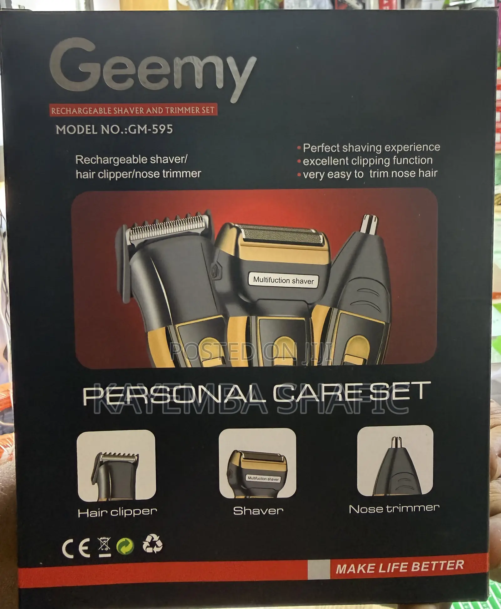 Geemy GM-595 3-in-1 Rechargeable Shaver & Hair Trimmer Grooming Kit