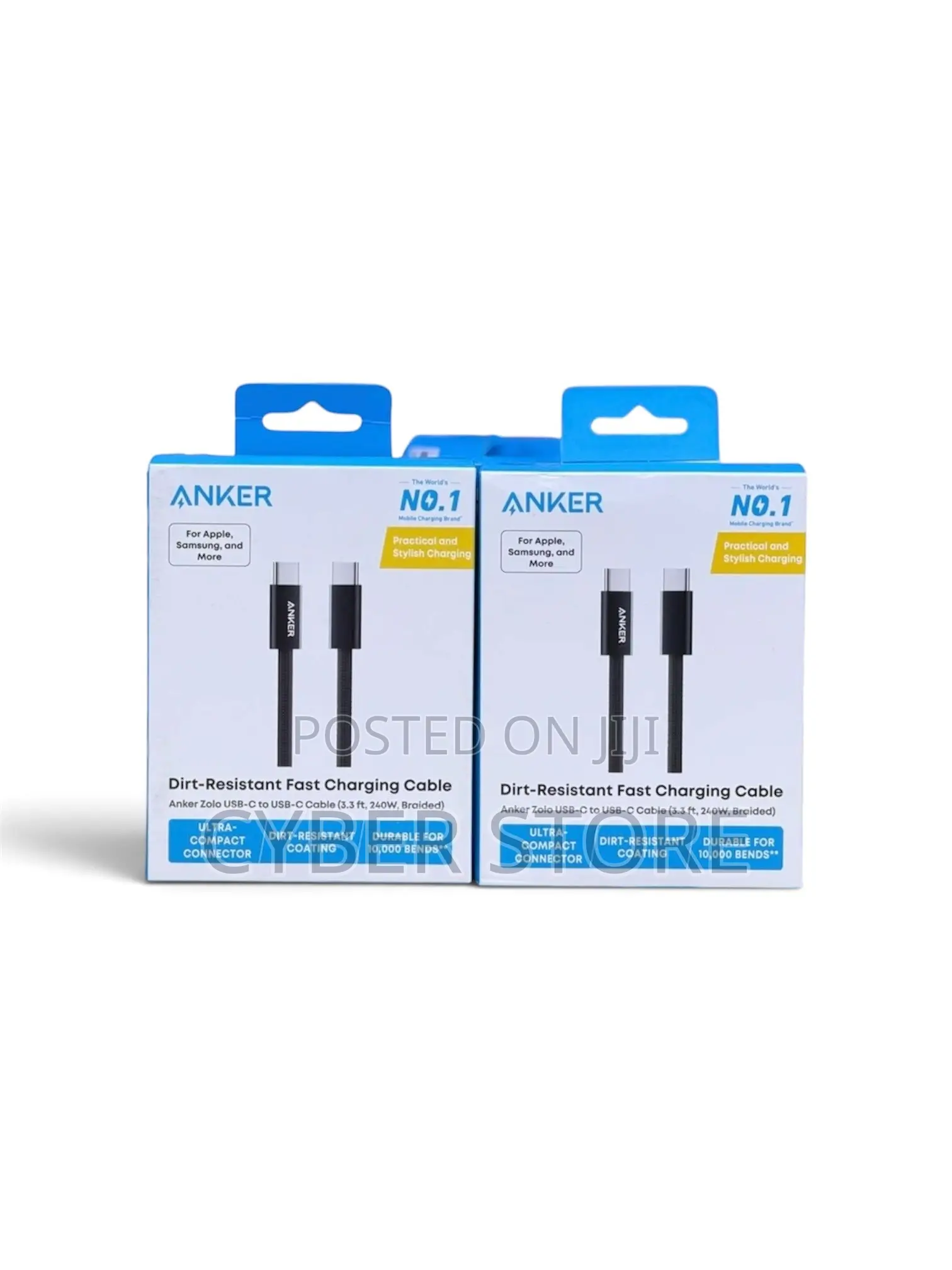 Anker Zolo USB C to USB C Braided Fast Charging Cable, 240W - Black