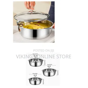 A Stainless Steel Hot Pot or Soup Pot With a Tempered Glass Lid