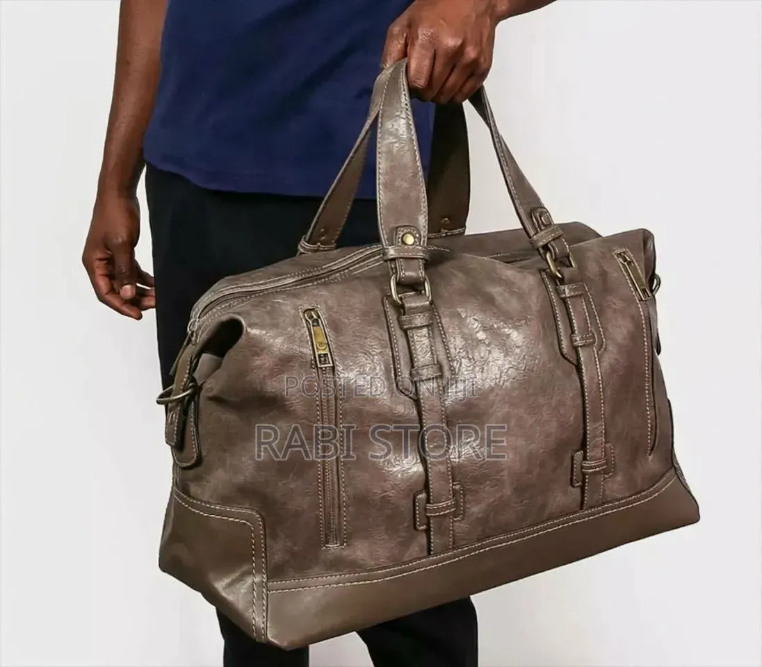 Leather Duffle Travel Brown Bag