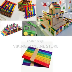 [100 Count] 6 Inches Jumbo Popsicle Sticks for Craft Colored Popsicle