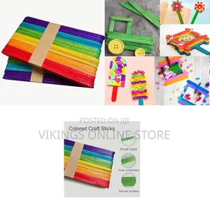 [100 Count] 6 Inches Jumbo Popsicle Sticks for Craft Colored Popsicle