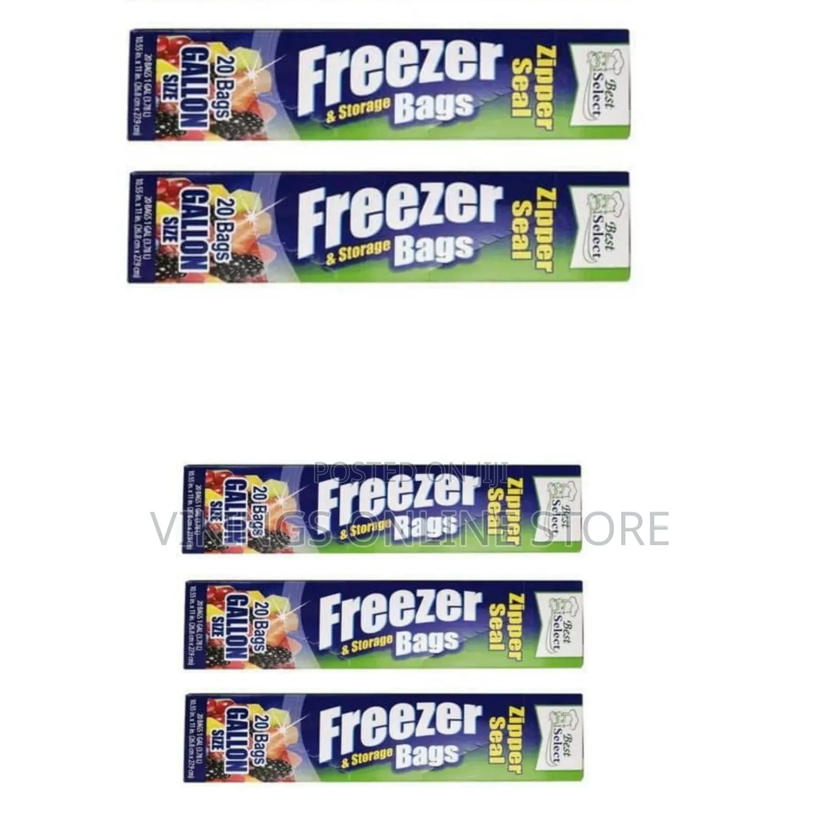 Best Select Zipper Seal Freezer & Storage Bags (Gallon Size, 20 Count