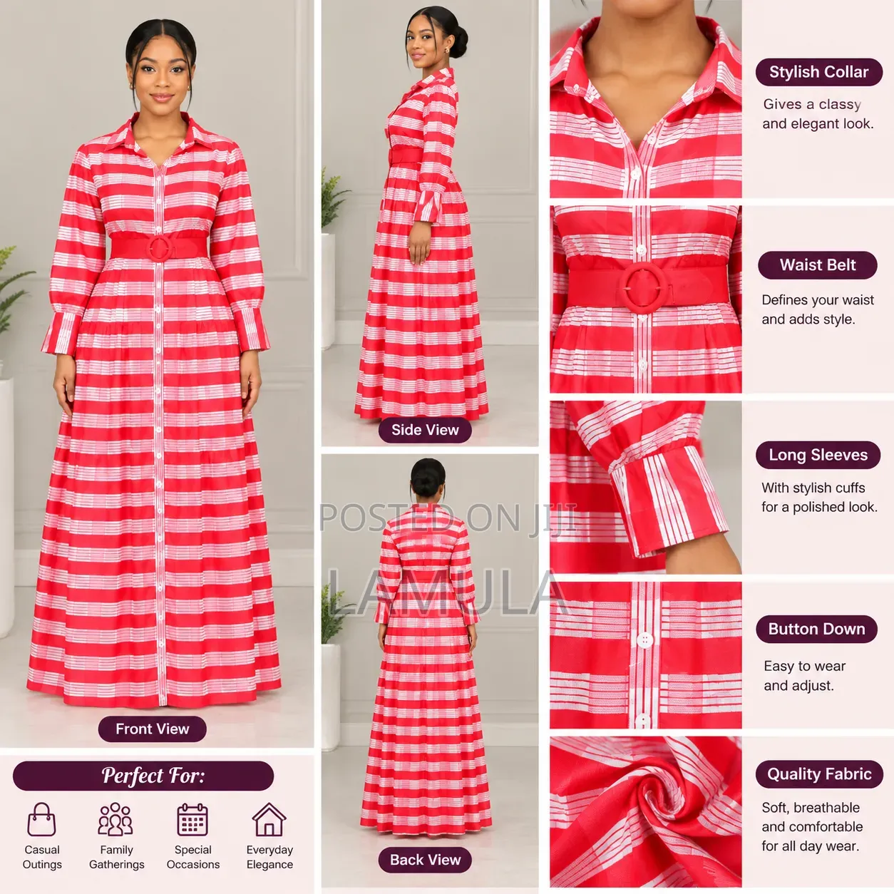 Beautiful Red and White Striped Dress