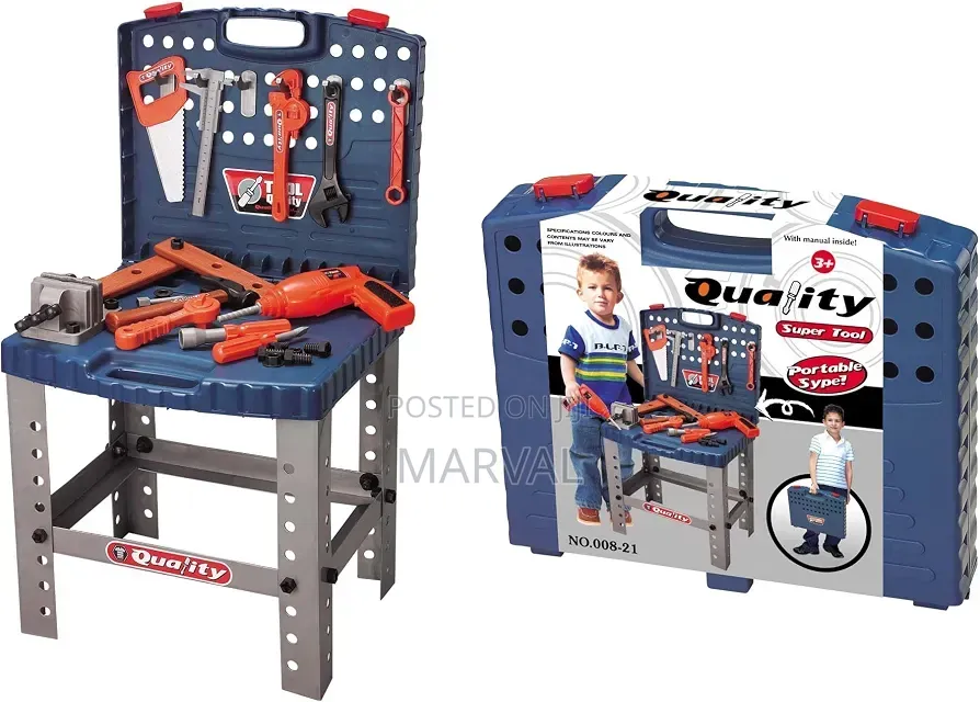 Kids Tool Workbench Set With Electronic Cordless Drill