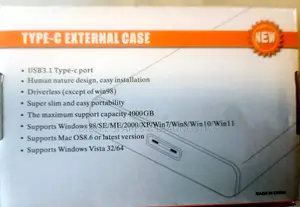 High-Speed USB 3.1 Type-C External Hard Drive Case (Brand New)