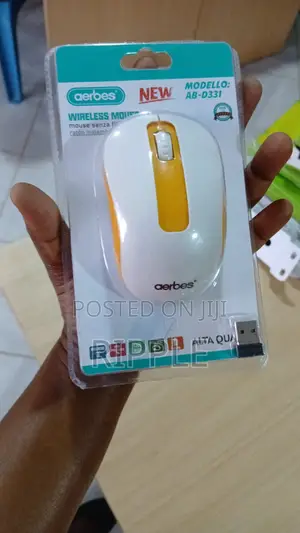 Aerbes 1200 DPI Wireless Optical Mouse – White & Yellow