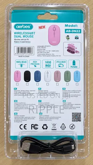 Aerbes Rechargeable Bluetooth & 2.4G Wireless Mouse 1600 DPI