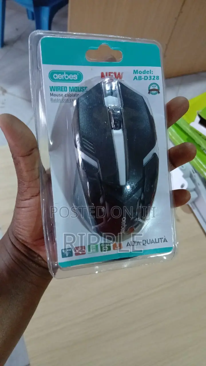 Aerbes 1200 DPI Illuminated USB Wired Gaming Mouse – Black