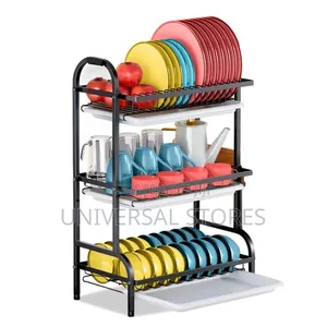3-Tier Black Metal Kitchen Dish Drying Rack