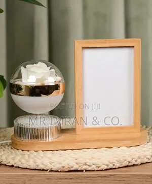 LED Photo Frame Lamp With an Illuminated Flower Globe