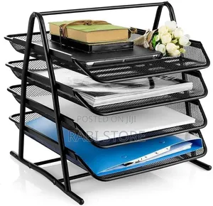 4 Tier Mesh Desk Organizer for A4 Papers and Files - Heavy Duty Metal