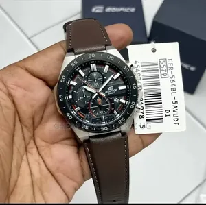 Casio Men's Edifice Stainless Steel Quartz Watch With Leather Strap
