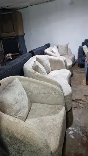 Modern Bean Sofa in Soft Grey Fabric